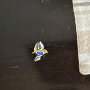 Elegant Blue and Gold Bird Brooch